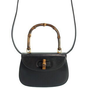 Gucci Bamboo Top Handle Leather Shoulder Bag Handbag